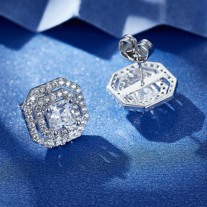 Boucles d'oreilles géométriques en zirconium au design rétro Carré de <span class=keywords><strong>métro</strong></span> en laiton unique pour mariage ou cadeau - Product Image 5