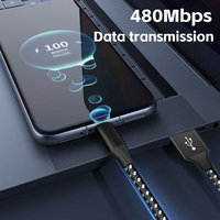 Câble USB tressé en nylon 1m 2m 3m USB a vers USB C 2.4A Câble de données à charge rapide
