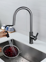 Robinet de cuisine en acier inoxydable 304 de haute qualité avec douchette extractible 2 fonctions intégrée, mitigeur eau chaude et froide