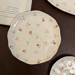 French Vintage Rose Floral Porcelain Dinnerware Set Hand-Painted Ceramic <b>Plate</b> Bowl and Coffee Cup Saucer Retro Style - Product Image 4