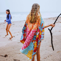 Serviettes de plage gaufrées en polyester recyclé, imprimées, à séchage rapide, antimicrobiennes, écologiques, personnalisables, double face, pour le voyage, vente en gros