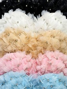Chuangerm en stock, Nouveauté 2026, Vêtements <span class=keywords><strong>de</strong></span> mariée, Haut court pour femme avec fleurs en tulle 3D faites à <span class=keywords><strong>la</strong></span> main, perles en strass et coussinets <span class=keywords><strong>de</strong></span> poitrine - Product Image 5