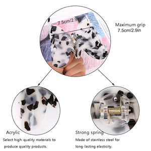 QiYue importation coréenne accessoires de cheveux de haute qualité Grain de <span class=keywords><strong>bois</strong></span> acrylique marbre rétro grand disque épingle à cheveux pince en acétate Durable - Product Image 4