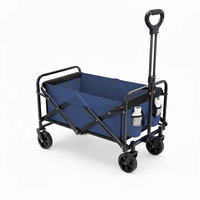 Chariot de camping pliable robuste, capacité 80 kg, chariot utilitaire pliable, mobilier d'extérieur portable pour la plage, le jardin et le shopping