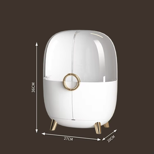 2025 işık lüks kozmetik saklama kutusu büyüteç toz geçirmez masaüstü makyaj cilt bakımı raf kırmızı soyunma tablo ağız makyaj kutusu - Product Image 5