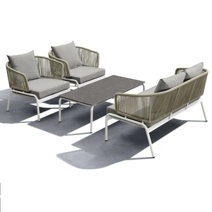 Meubles de jardin de salon design italien de luxe en aluminium moderne Ensembles de canapés sectionnels personnalisés en tissu pour l'extérieur - Product Image 1