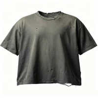 T-shirt personnalisé Kornit DTG avec broderie de texte, effet vintage, service OEM, coton premium, vêtements décontractés pour hommes