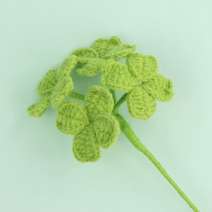 Petite Composition Florale Artificielle Transfrontalière Faite à la Main au Crochet, Prête à l'emploi, Motif Trèfle à Quatre Feuilles et Branche de Fleur, pour Vase - Product Image 2