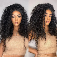 Pelucas de Cabello Humano Virgen Brasileño Transparente HD 13X6 para Frontal, 250% de Densidad, Rizado Ondulado Profundo, 30 Pulgadas, Cutícula Alineada