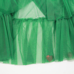 Falda de Tul Verde para Niñas, Estilo Tutú con Volantes, Pompones y Corazones, para Árbol de Navidad - Product Image 3