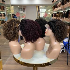 12inch Kinky Curly <b>Full</b> Frontal <b>lace</b> <b>wig</b> 13x4 Short Hair Natural Human Hair <b>Wig</b> Vendor 4 Colors Available For Women - Product Image 1