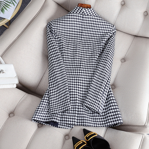 Cappotto da donna S-4XL autunno e inverno a maniche lunghe professionale piccolo completo Plaid formale Blazer con bottoni - Product Image 5