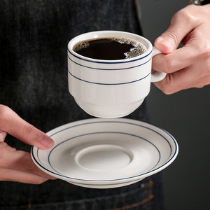 Minimalist Ceramic <b>Cups</b> and Saucers <b>Set</b> Cappuccino Coffee <b>Cup</b> Vintage Green Lines Tea <b>Cup</b> <b>Set</b> - Product Image 3