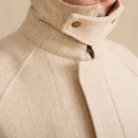 Veste d'hiver pour homme en laine peignée 100% style vintage, col carré rétro, fermeture éclair, taille cintrée