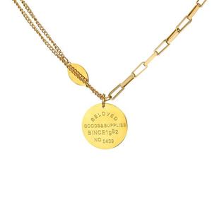 Новейший дизайн, изготовленные на заказ, из нержавеющей стали с гравировкой, искусственное золото 18 карат, длинная цепочка, ювелирные наборы, ожерелье - Product Image 1