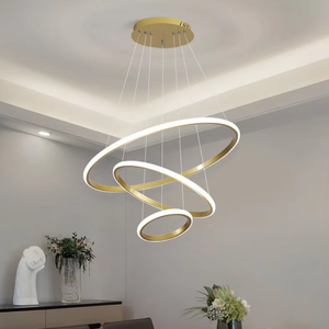<span class=keywords><strong>Lampadario</strong></span> a Sospensione Moderno Decorativo per Soggiorno e Hotel, Nuovo Design a 3 Anelli, Lussuoso <span class=keywords><strong>Lampadario</strong></span> LED Rotondo Dorato - Product Image 4