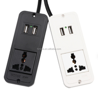 Câble d'extension Fynova Triple Prise Double USB Sans Soudure, Cordon de Charge Multi-Ports, Prise Encastrable pour Meubles UK AU CN