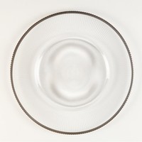 Tapis de table occidental de luxe Assiettes de présentation en verre Bord doré et argenté transparent en gros pour les occasions de fête
