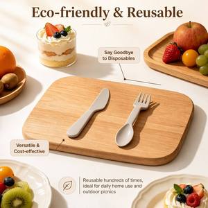Ensemble de couverts réutilisables en plastique PP bleu, 2 pièces, écologiques, de qualité alimentaire, résistants à la chaleur, cuillère-fourchette et couteau pour steak, dessert, maison, pique-nique - Product Image 4
