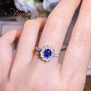 Aigesheng Luxe Sieraden Temperament Sri Lanka Natuurlijke Korenbloem Saffier Diamanten Ring Met Grc Autoriteit Certificaat - Product Image 5