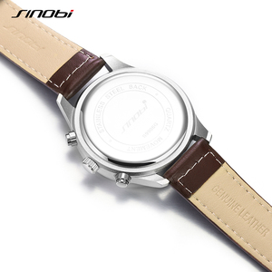 <span class=keywords><strong>Montre</strong></span> chronographe sportive pour homme, étanche 3 ATM, bracelet en cuir véritable - Product Image 4