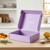 Boîte d'expédition pour vêtements, design personnalisé, vente chaude, emballage violet avec votre logo pour l'emballage de vêtements