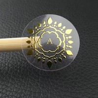 Autocollant adhésif transparent personnalisé en feuille d'or étiquette ronde étanche pour l'emballage et le joint de produits cosmétiques