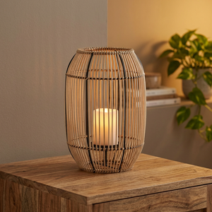 Lanterne en fer porte-bougie, tressée naturellement, faite à la main, luminaire décoratif de Noël pour la maison - Product Image 1