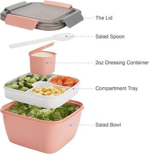 Boîte à lunch pour micro-ondes avec compartiments, grande capacité, adaptée aux étudiants, fermeture à pression sur quatre côtés, écologique, en PP - Product Image 2