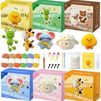 Kit de crochet pour petits animaux au design original, ensemble de fil de coton, crochets à crochet pour débutants, cadeau fait main Herway