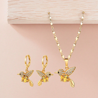 Ensemble de bijoux pour femmes en laiton plaqué or 18 carats Hengdian avec aile d'oiseau en zircon pour mariages, fêtes et cadeaux
