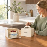 Boîte à gâteau plate auto-élevante de 4 pouces, série gaufrée, écologique, de qualité alimentaire, avec fenêtre portable de 3/5/6 pouces, emballage haute résistance