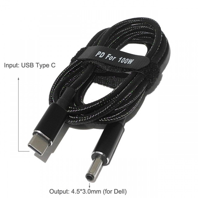 100W USB Type-C Fast Charging 3A Moulded Adapter Cable for and HP Laptops High-Speed Data and Power Transmission