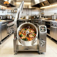Petite machine de cuisson manuelle inclinable 100L 200L, marmite à double enveloppe à chaîne pour petit atelier de snacks