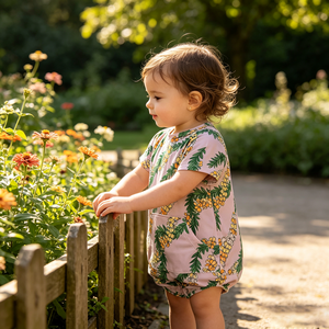 Combinaison-pull à manches courtes pour filles, style Europe-Amérique, 95% coton, imprimés personnalisés, motif Leo 230g, automne, bébé - Product Image 2