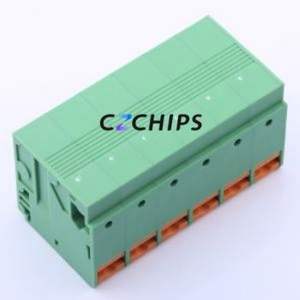 KF207R-10.16-6P Spring Terminal Block Bent Lead Through Hole,P=10.16mm Connector 1x6P 10.16mm Green 6P - Product Image 2