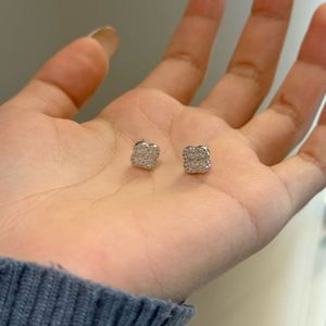 Dylam High Top Fine Jewelry 925 <b>Silver</b> Rhodium Plated D Color VVS1 Moissanite Stone Four Leaf Clover <b>Stud</b> Earrings for Women - Product Image 3