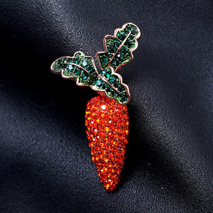 女性用女の子ギフトジュエリーラインストーンクリスタル金属野菜キャロットブローチとブローチピンドレス用 - Product Image 5