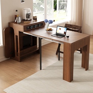 <span class=keywords><strong>Table</strong></span> à <span class=keywords><strong>manger</strong></span> îlot en noyer <span class=keywords><strong>de</strong></span> style moderne du milieu du siècle, style rétro, pour petite famille, avec extension intégrée - Product Image 5