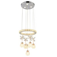 Lustre en cristal à 5 lampes, anneau de 40 cm, 120W, pour chambre à coucher romantique et chaleureuse, luminaires suspendus pour maison de luxe, nouveaux designs 2026