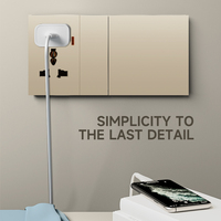 Interrupteur mural électrique intelligent, panneau d'alimentation, prise PC 16A 10A 250V, prise avec interrupteur, 2 ports USB, 2 ports Type-C, étanche