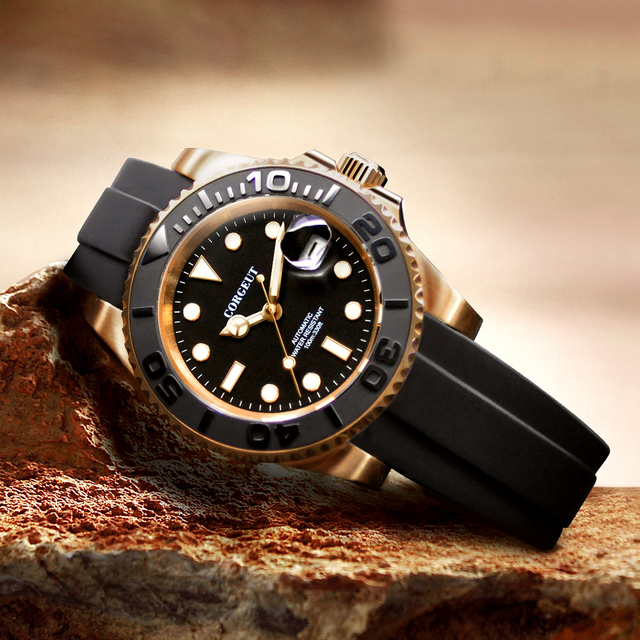 CORGEUT 40mm Sapphire Rubber Straps 10ATM Luminous Dive Watch seiko NH35 Movement Custom Logo Automatic Men Mechanical Watches