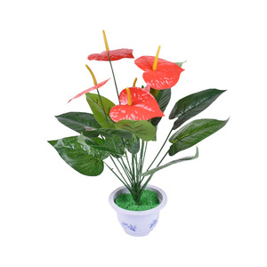 Planta Artificial de Anturio en Maceta, Flor Artificial de Plástico para Decoración de Interiores, Hojas de Alta Simulación, Accesorios para Bodas y Hogar - Product Image 3