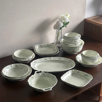Assiettes à dîner vintage de style français, douces et de style victorien, avec motifs végétaux ; Assiettes à dessert en céramique de haute qualité, de style occidental, du milieu du siècle.