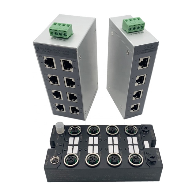 SVLEC Industrial Ethernet Switches with 4 POE Ports IP20 Protection Aluminum Construction RJ45 Entries Optical