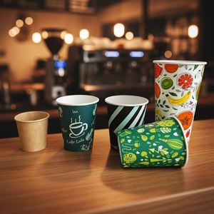 แก้วกาแฟกระดาษสำหรับเครื่องดื่มเย็น แก้วกระดาษคราฟท์ - Product Image 1