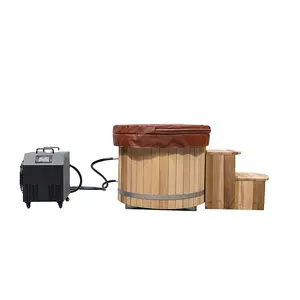 Ice Bath Tub With Cooling And Heating System Hemlock Wooden Cold Plunge With Water Chiller