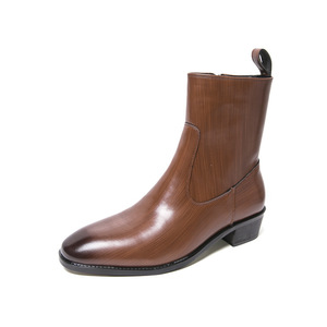 Botas de tobillo casuales para hombre, estilo británico, con punta cuadrada, cremallera lateral, tacón grueso y suela alta, novedad 2026 - Product Image 5