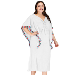 Commercio all'ingrosso della fabbrica Plus Size Sexy manica a farfalla estate Beachwear donna vestito bianco copricostume da <span class=keywords><strong>spiaggia</strong></span> - Product Image 4