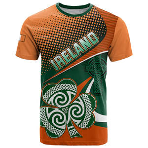 Camiseta Personalizada de Manga Corta con Cuello Redondo y Diseño de la Bandera Irlandesa, Camisetas Personalizadas para Hombre al por Mayor - Product Image 1